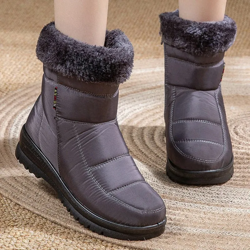 Dyavor Women Casual Fur Snow Boots Nonslip Zipper Orthopedic Shoes
