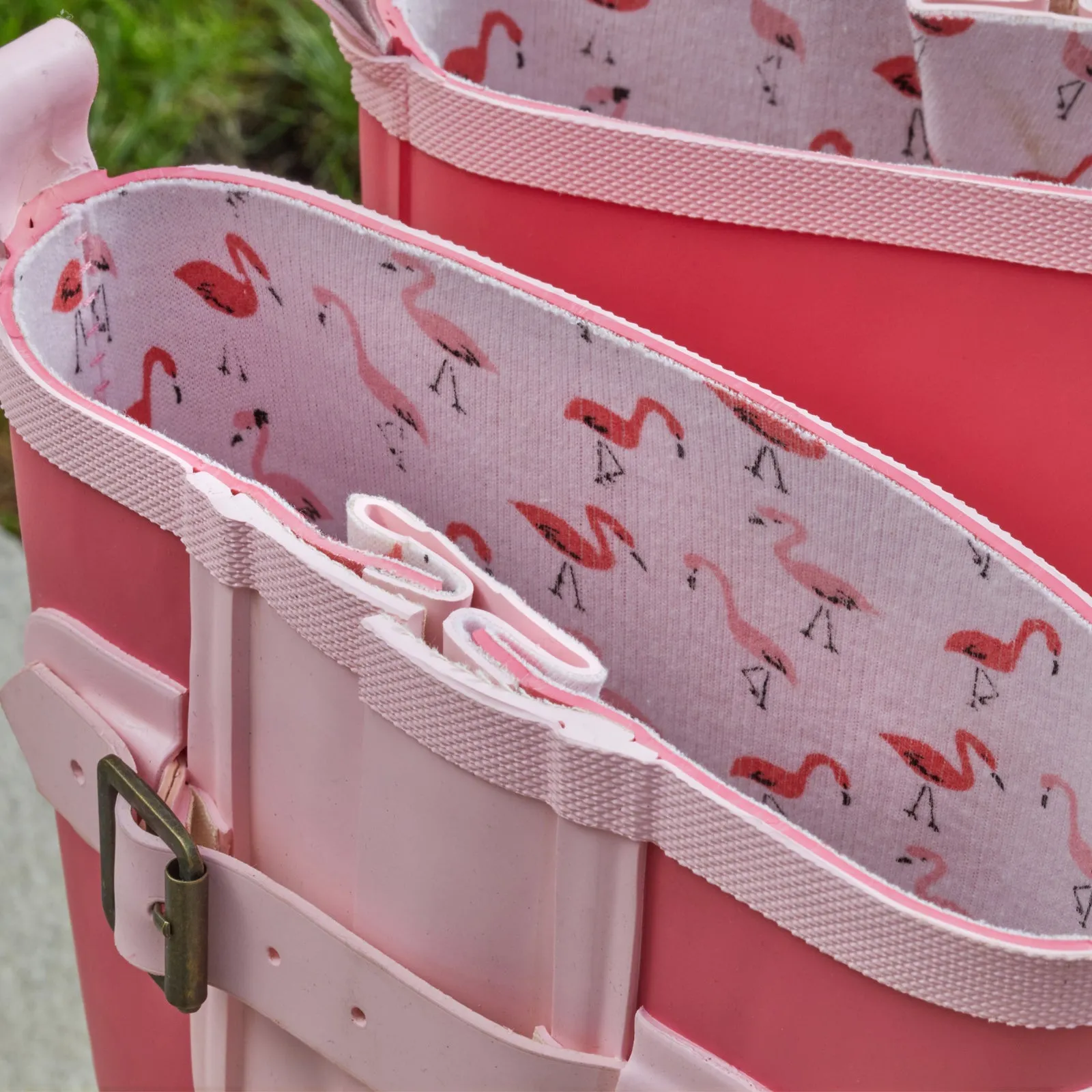 Ladies Rubber Wellingtons Briers Flamboya Flamingo