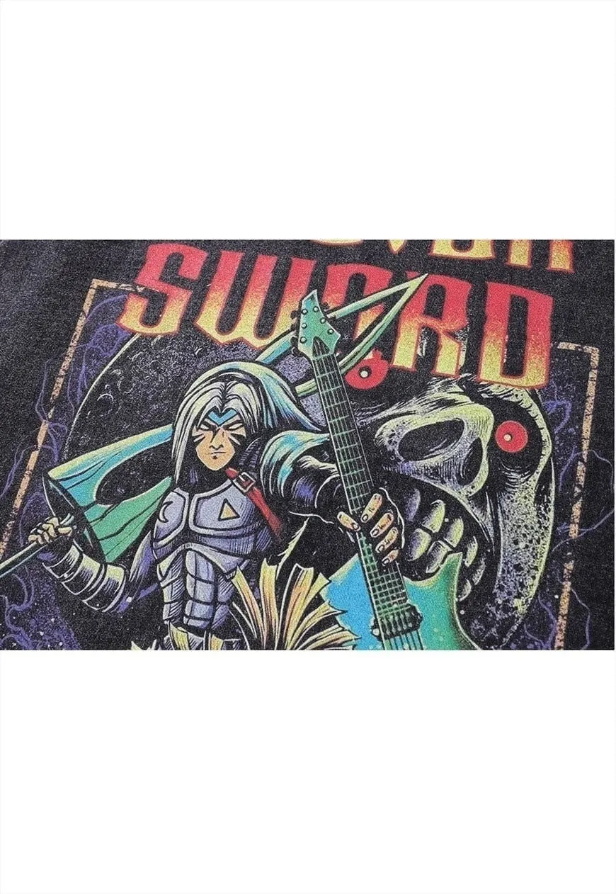 Master sword t-shirt Zelda tee vintage wash Japanese top