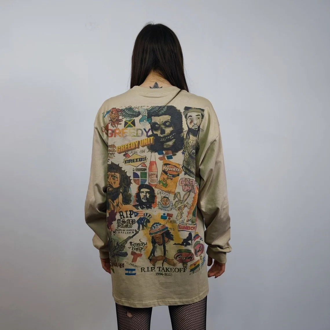 Pop art sweatshirt retro print top thin cartoon jumper gamer sweater psychedelic pullover Y2K print t-shirt in brown