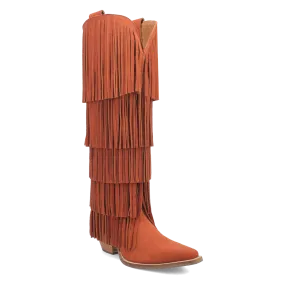 Wild Child Rust Suede Leather Fringe Boots (DS)