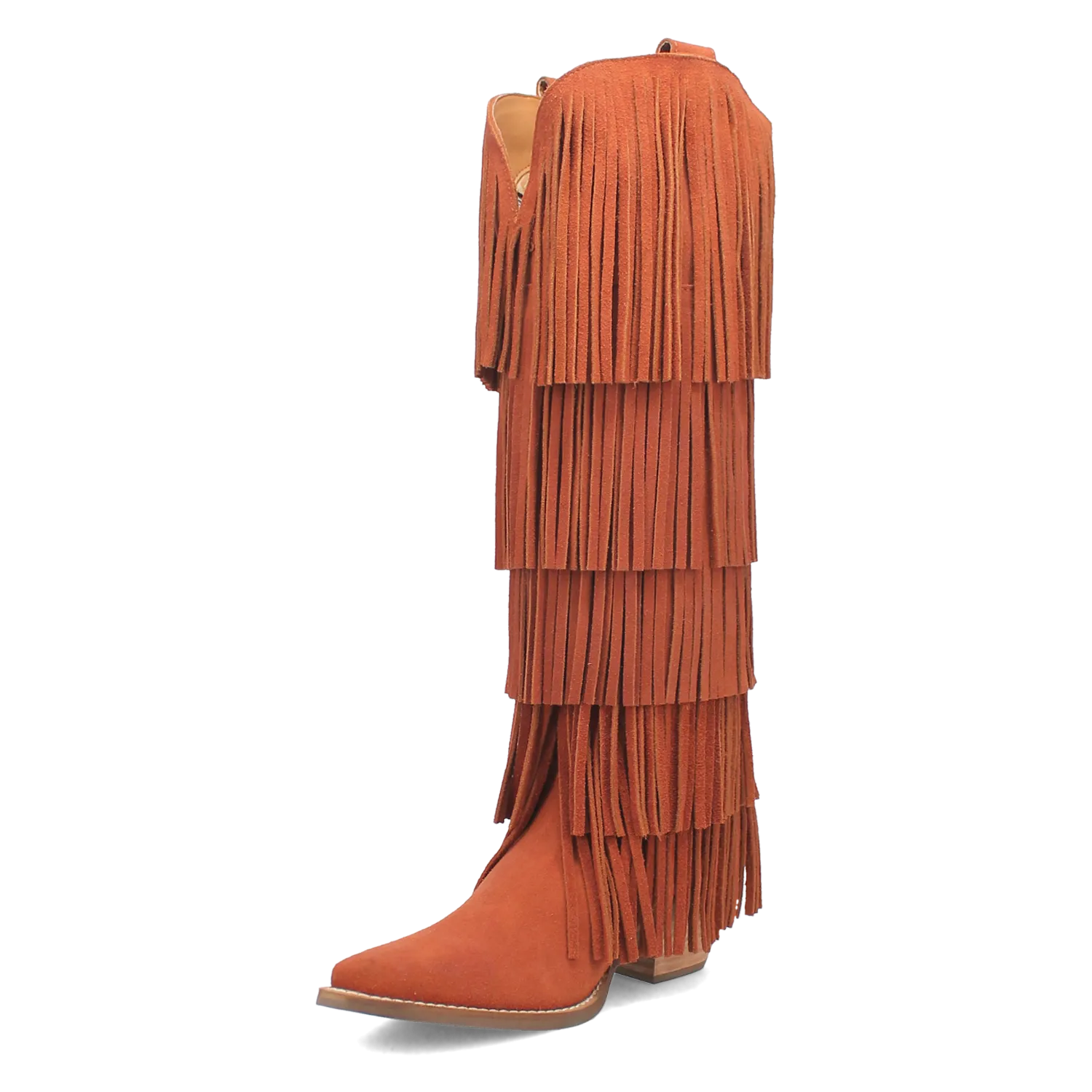 Wild Child Rust Suede Leather Fringe Boots (DS)