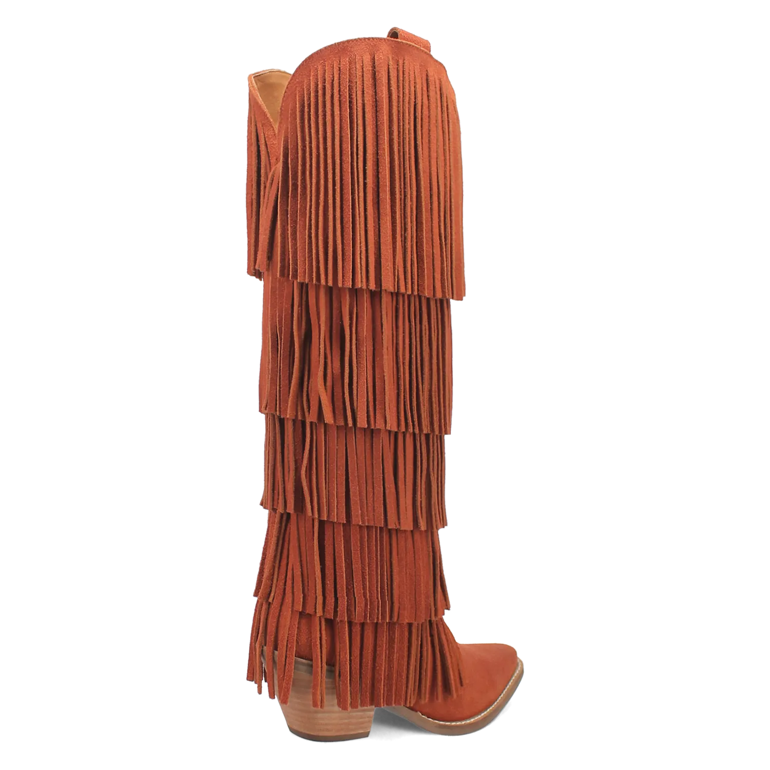 Wild Child Rust Suede Leather Fringe Boots (DS)
