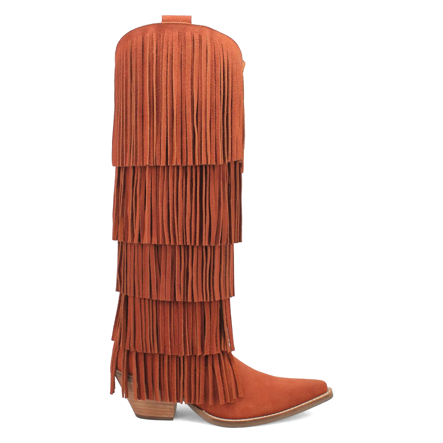 Wild Child Rust Suede Leather Fringe Boots (DS)