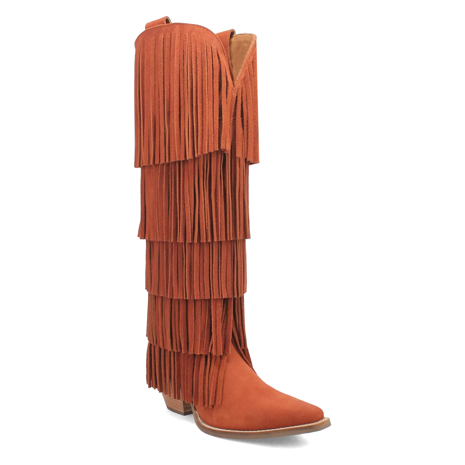 Wild Child Rust Suede Leather Fringe Boots (DS)