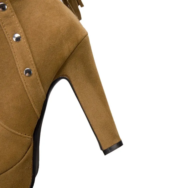 Women's Tassel Platform High Heel Short Boots